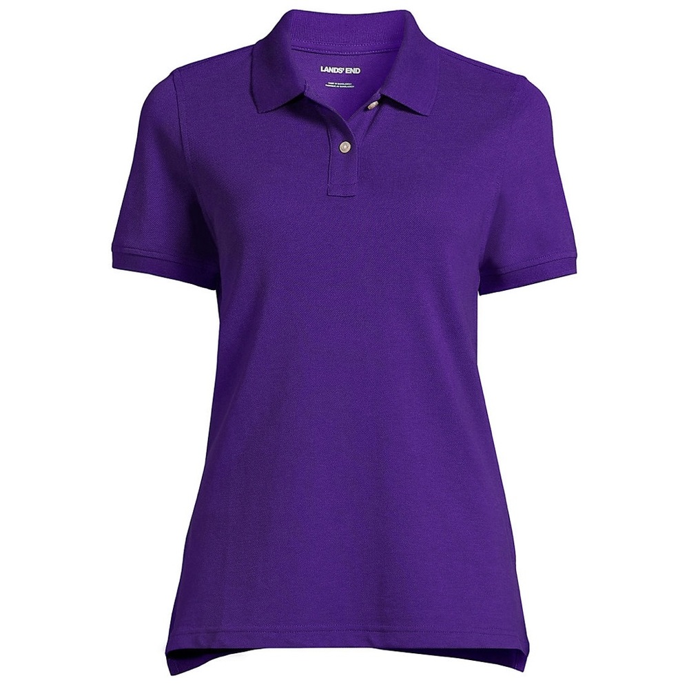PETITE L Lands’ End Women's Short Sleeve Mesh Polo Shirt - Deep Purple (C3)
